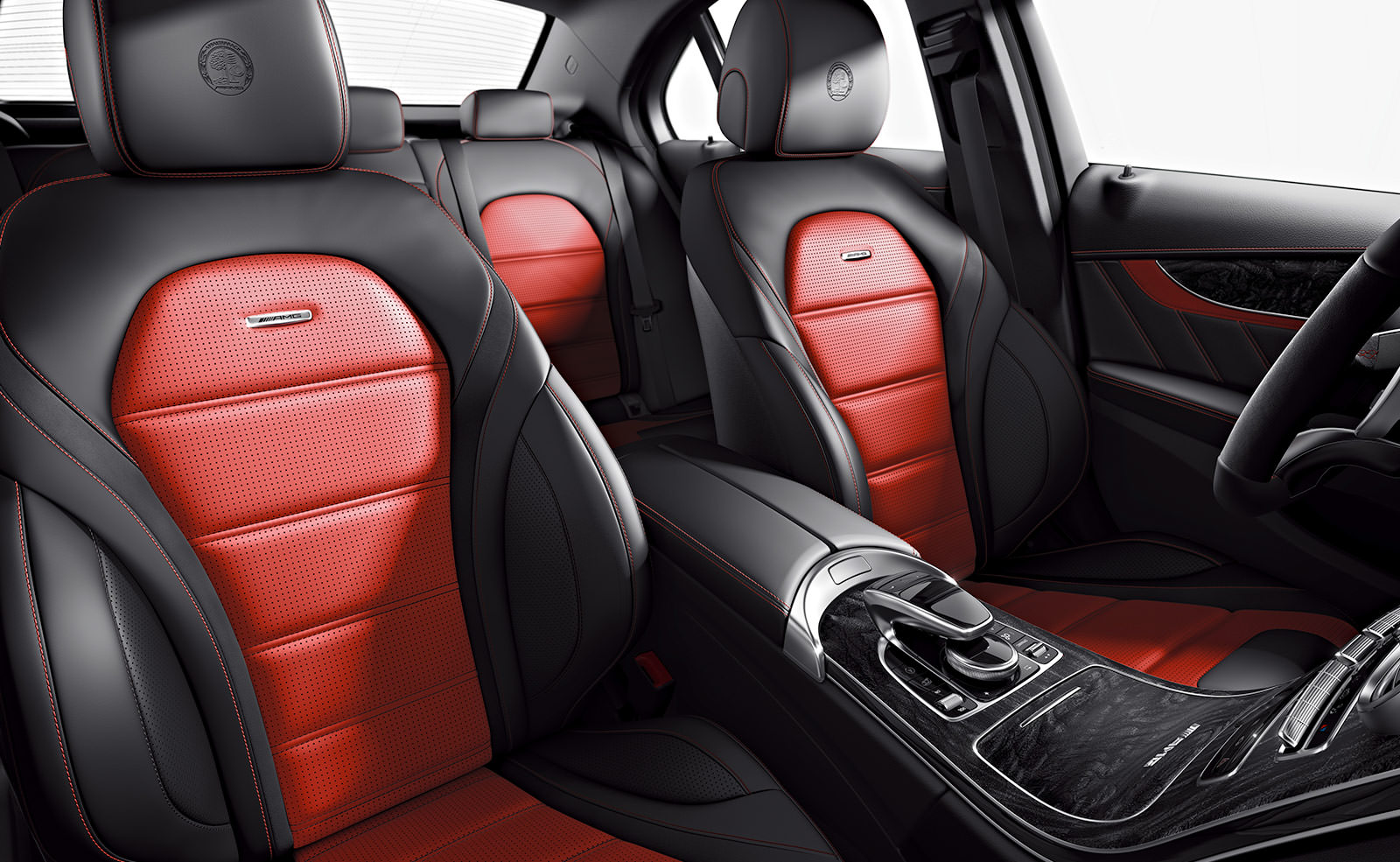 Vip 63 red. Мерседес с63 сиденье. Mercedes AMG Interior Seats. W205 красный салон. Mercedes c205 купе салон красные ремни.